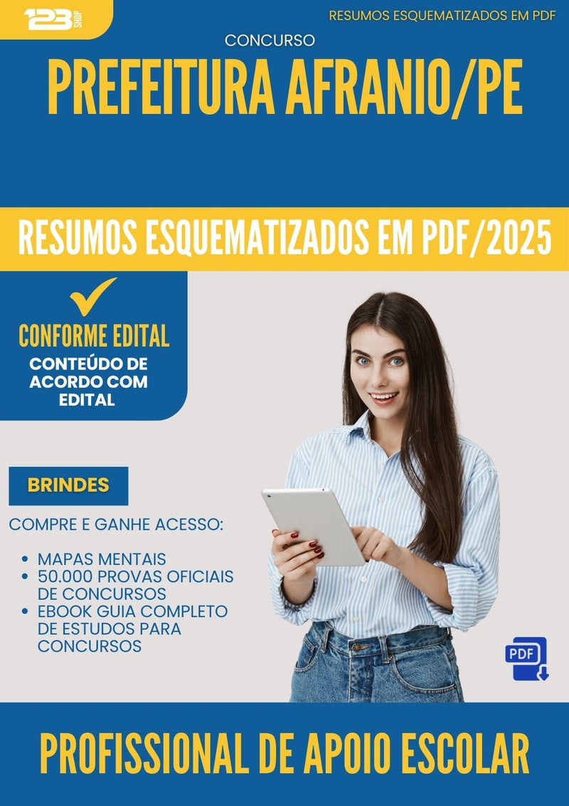 Resumos Esquematizados para Concurso Apostila Profissional De Apoio Escolar da Prefeitura Afranio Pe 2025 - Conteúdo de Acordo com Edital