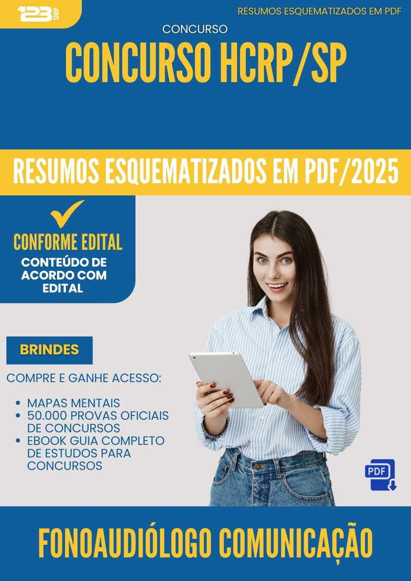 Resumos Esquematizados para Concurso Apostila Fonoaudiologo Comunicacao Hcrp Sp 2025 - Conteúdo de Acordo com Edital