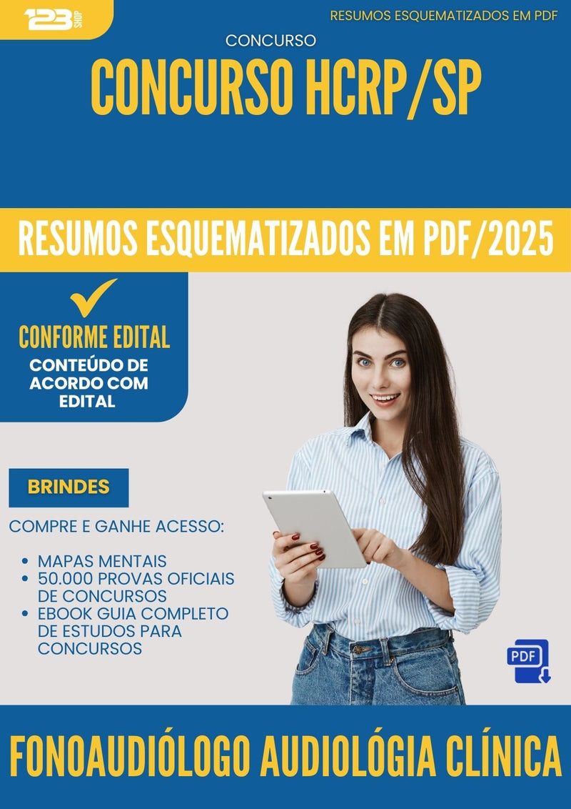 Resumos Esquematizados para Concurso Apostila Fonoaudiologo Audiologia Clinica Hcrp Sp 2025 - Conteúdo de Acordo com Edital