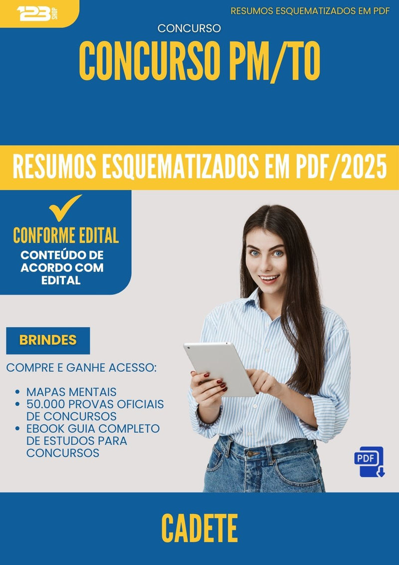 Resumos Esquematizados para Concurso Apostila Cadete Pm To 2025 - Conteúdo de Acordo com Edital
