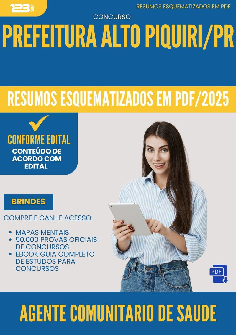 Resumos Esquematizados para Concurso Apostila Agente Comunitario De Saude da Prefeitura Alto Piquiri Pr 2025 - Conteúdo de Acordo com Edital