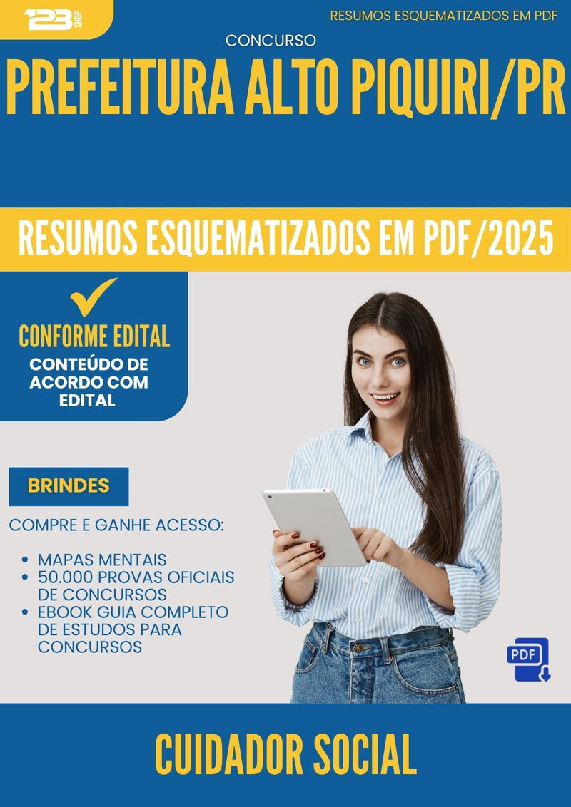 Resumos Esquematizados para Concurso Apostila Cuidador Social da Prefeitura Alto Piquiri Pr 2025 - Conteúdo de Acordo com Edital