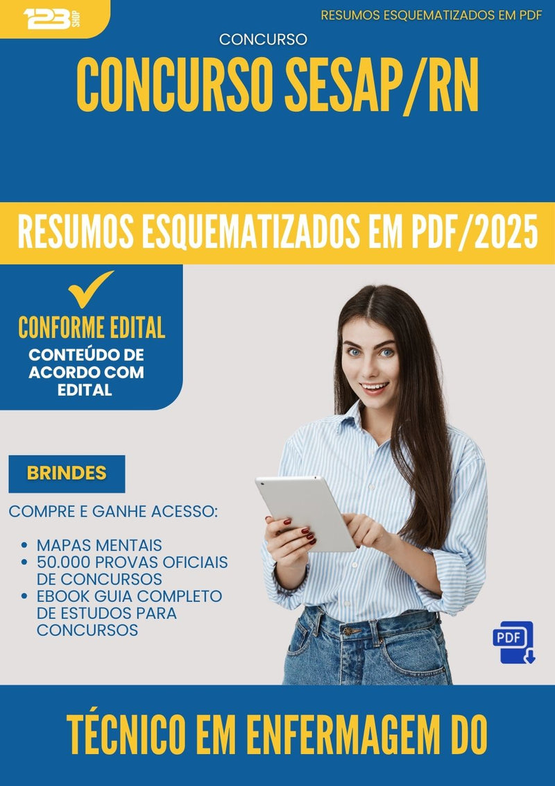 Resumos Esquematizados para Concurso Apostila Tecnico Em Enfermagem Do Trabalho Sesap Rn 2025 - Conteúdo de Acordo com Edital