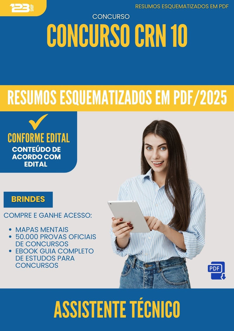 Resumos Esquematizados para Concurso Apostila Assistente Tecnico Crn 10 2025 - Conteúdo de Acordo com Edital