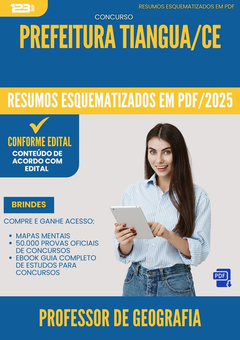 Resumos Esquematizados para Concurso Apostila Professor De Geografia da Prefeitura Tiangua Ce 2025 - Conteúdo de Acordo com Edital