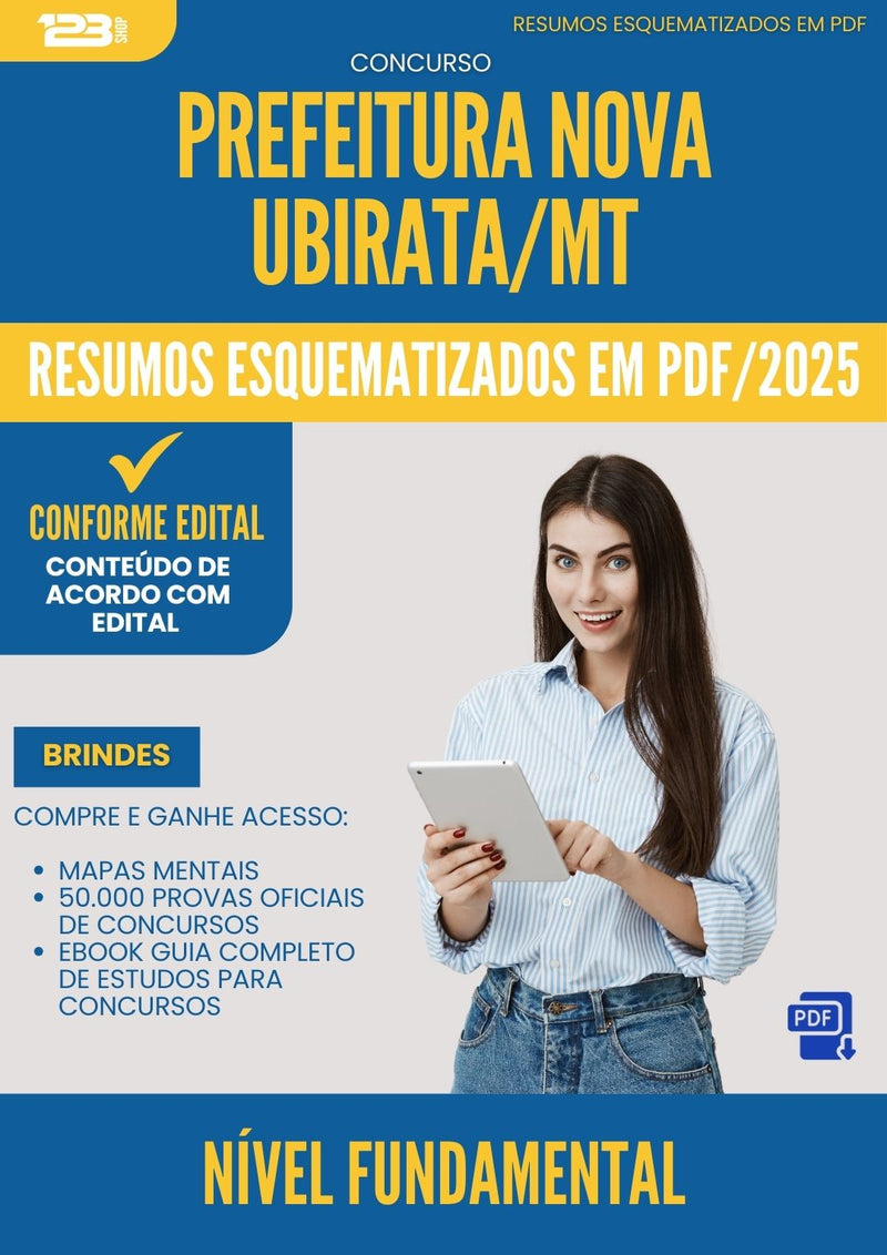 Resumos Esquematizados para Concurso Apostila Nivel Fundamental da Prefeitura Nova Ubirata Mt 2025 - Conteúdo de Acordo com Edital