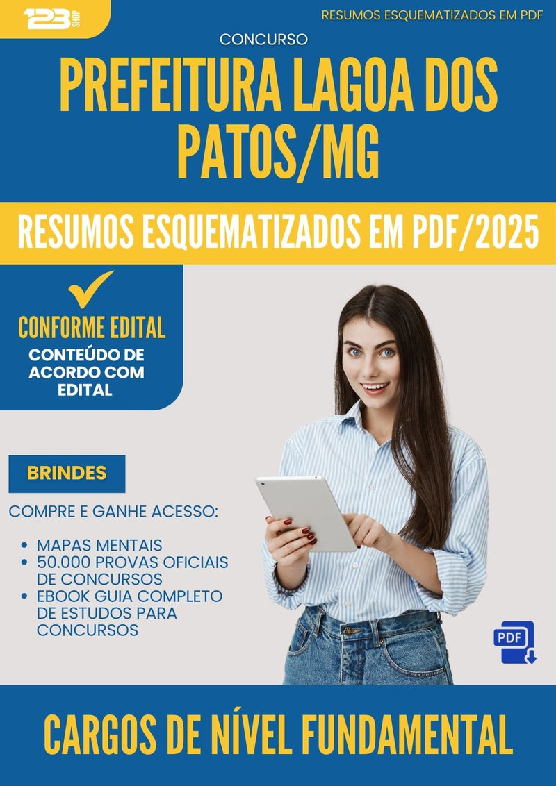 Resumos Esquematizados para Concurso Apostila Cargos De Nivel Fundamental da Prefeitura Lagoa Dos Patos Mg 2025 - Conteúdo de Acordo com Edital