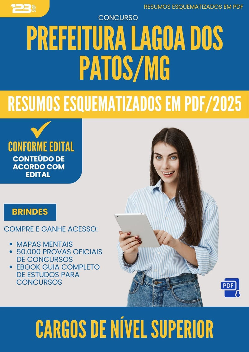 Resumos Esquematizados para Concurso Apostila Cargos De Nivel Superior da Prefeitura Lagoa Dos Patos Mg 2025 - Conteúdo de Acordo com Edital