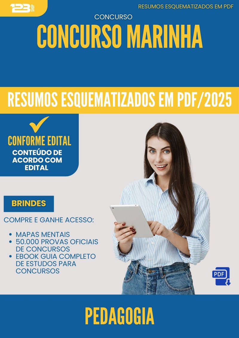 Resumos Esquematizados para Concurso Apostila Pedagogia Marinha 2025 - Conteúdo de Acordo com Edital