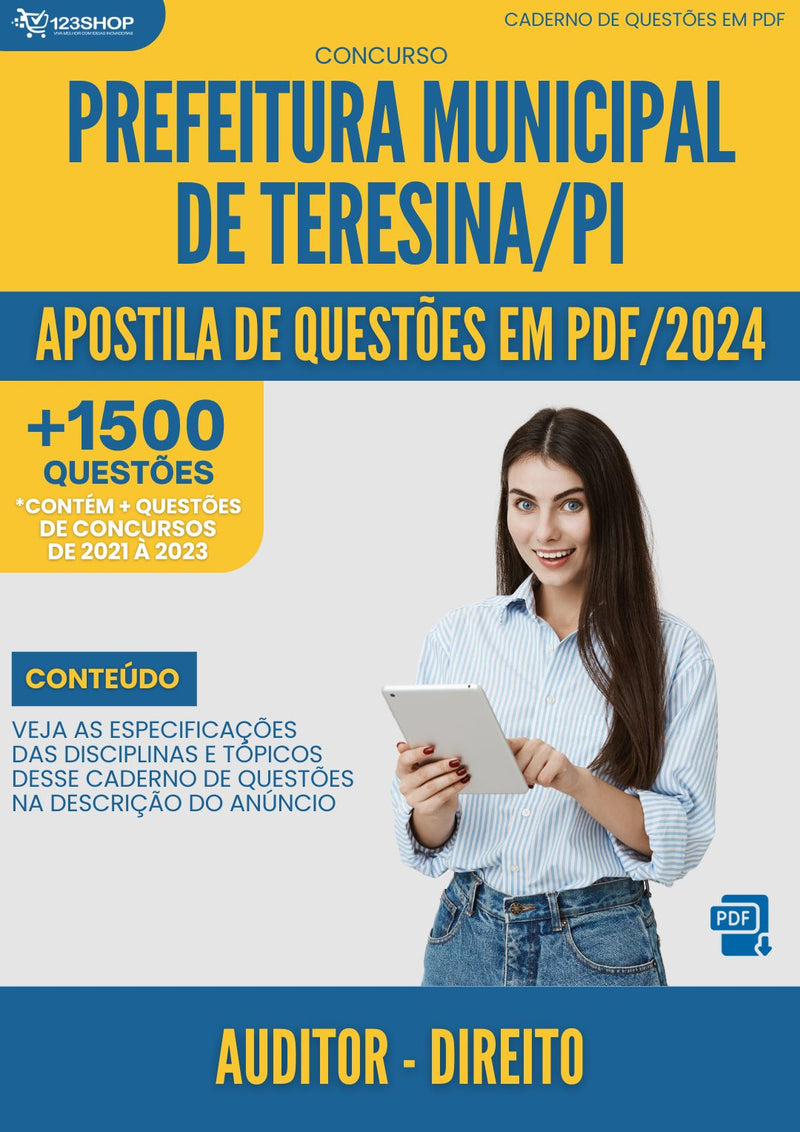 Apostila de Questões para Concurso da Prefeitura Municipal de Teresina/PI 2024 Auditor-Direito- Mais de 1.500 Questões Gabaritadas | loja123shop