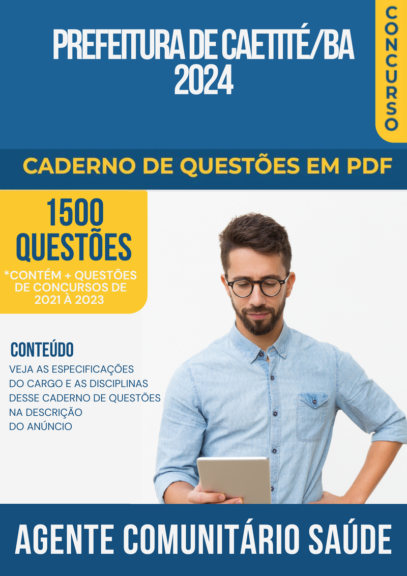 Apostila de Questões para Prefeitura Caetité/BA 2024 Agente Comunitário Saúde - Mais de 1.500 Questões Gabaritadas | loja123shop