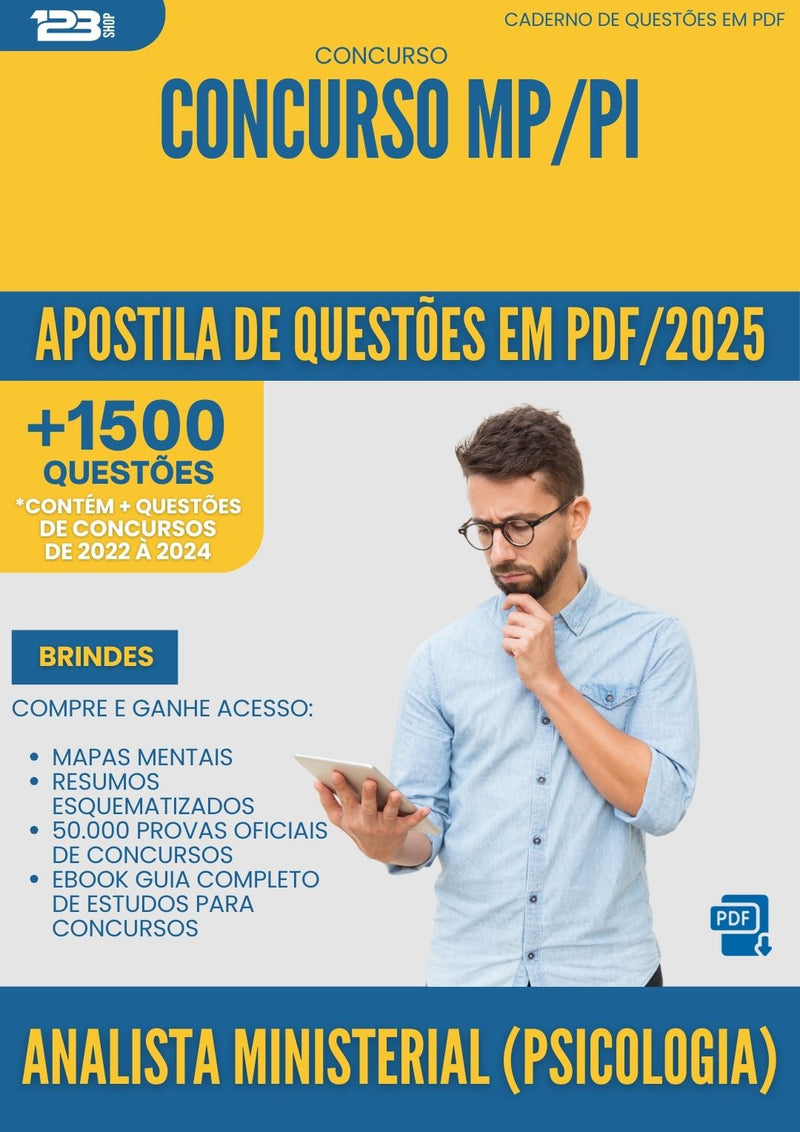 Apostila de Questões para Concurso Analista Ministerial Psicologia Mp Pi 2025 - Mais de 1.500 Questões