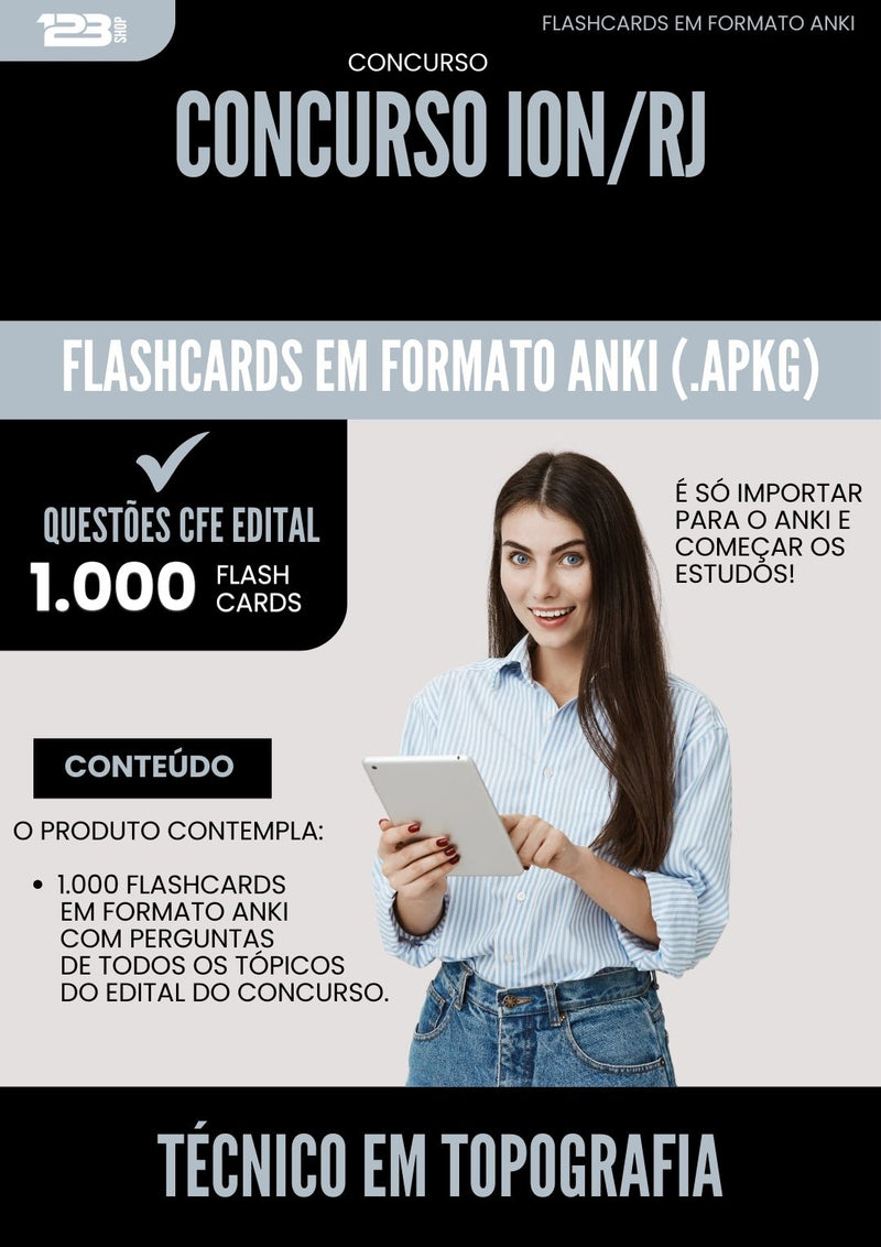 Flashcards para Concurso Tecnico Em Topografia Ion Rj 2025 - 1.000 Flashcards de Acordo com Edital