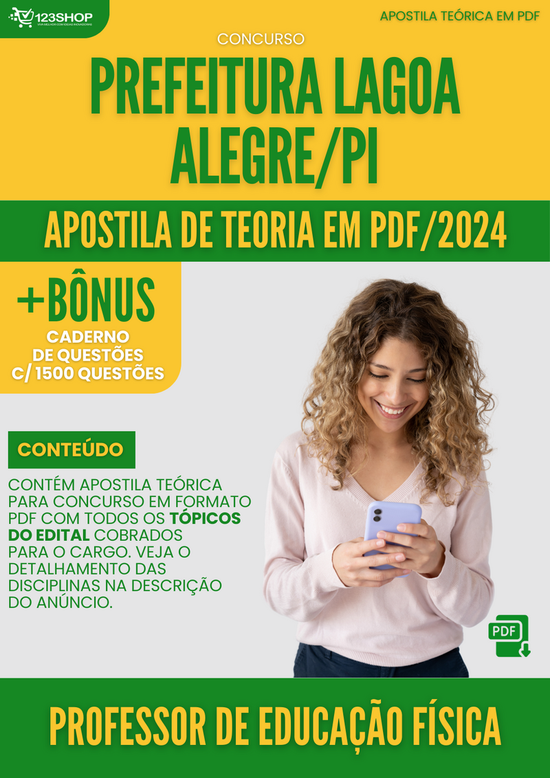 Apostila Teórica para Concurso Pref Lagoa Alegre PI 2024 Professor de Educação Física - Com Caderno de Questões | loja123shop