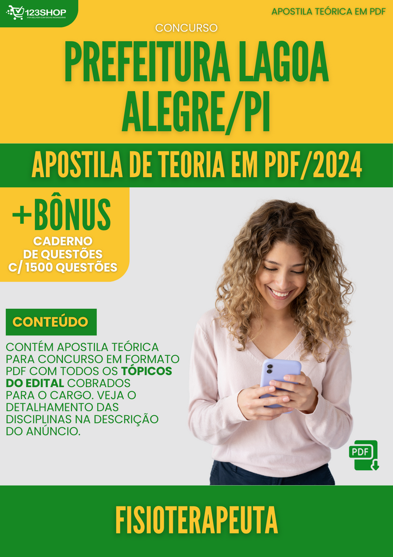 Apostila Teórica para Concurso Prefeitura Lagoa Alegre PI 2024 Fisioterapeuta - Com Caderno de Questões | loja123shop