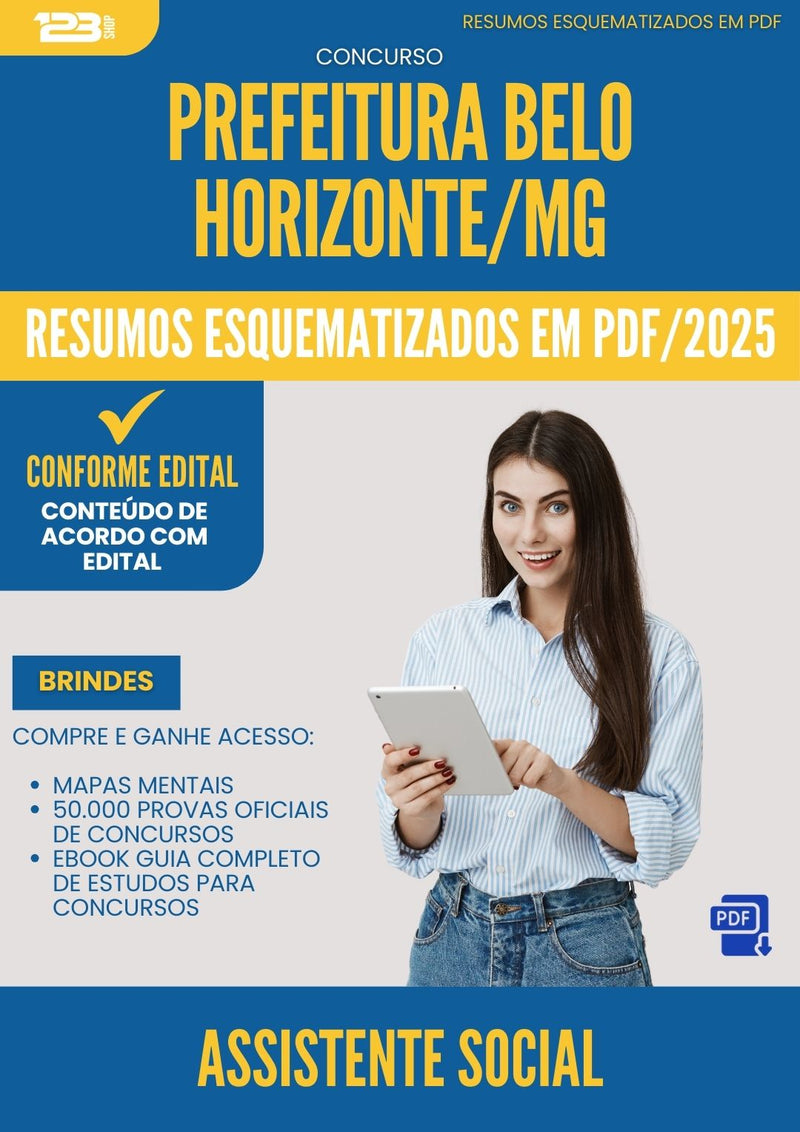 Resumos Esquematizados para Concurso Assistente Social da Prefeitura Belo Horizonte Mg 2025 - Conteúdo de Acordo com Edital