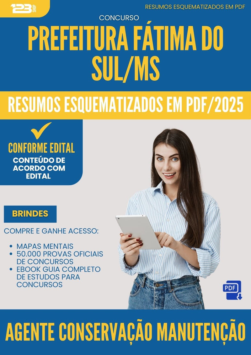 Resumos Esquematizados para Concurso Agente Conservacao Manutencao da Prefeitura Fatima Do Sul Ms 2025 - Conteúdo de Acordo com Edital