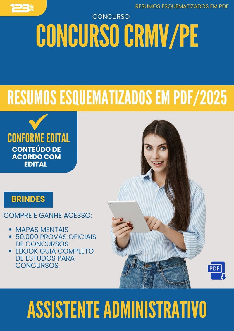 Resumos Esquematizados para Concurso Assistente Administrativo Crmv Pe 2025 - Conteúdo de Acordo com Edital
