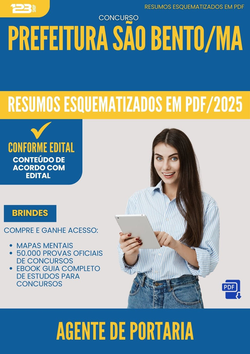Resumos Esquematizados para Concurso Agente De Portaria da Prefeitura Sao Bento Ma 2025 - Conteúdo de Acordo com Edital