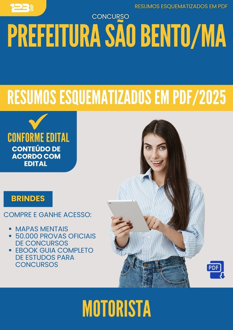 Resumos Esquematizados para Concurso Motorista da Prefeitura Sao Bento Ma 2025 - Conteúdo de Acordo com Edital