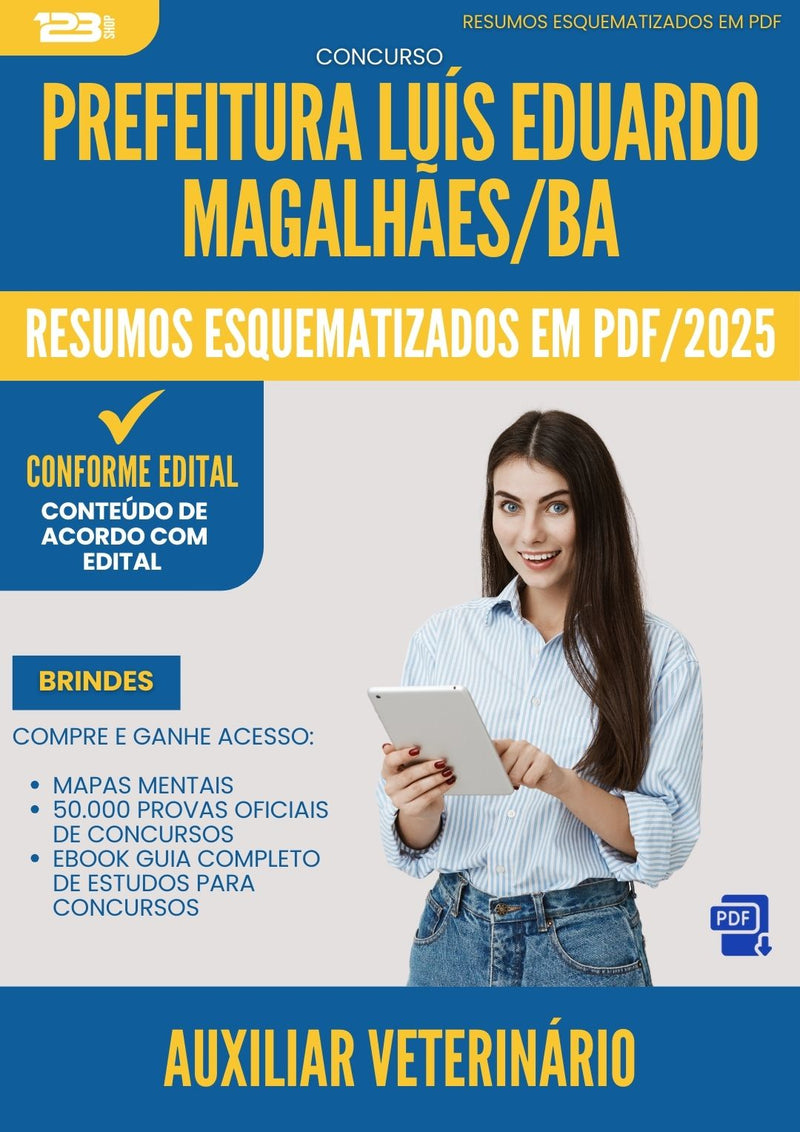 Resumos Esquematizados para Concurso Auxiliar Veterinario da Prefeitura Luis Eduardo Magalhaes Ba 2025 - Conteúdo de Acordo com Edital