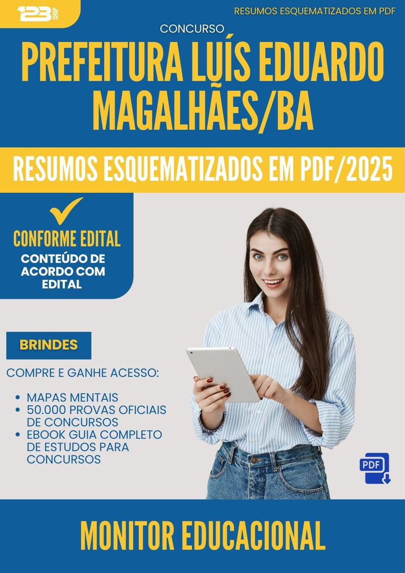 Resumos Esquematizados para Concurso Monitor Educacional da Prefeitura Luis Eduardo Magalhaes Ba 2025 - Conteúdo de Acordo com Edital