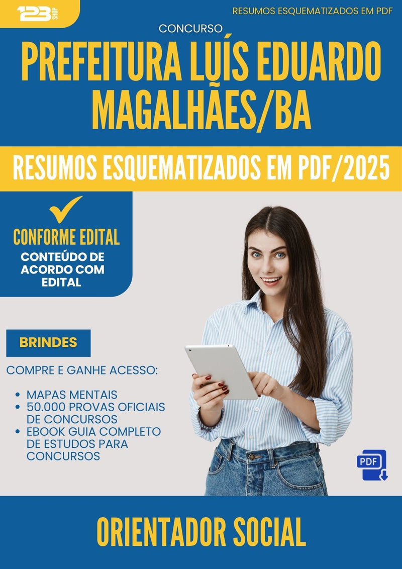 Resumos Esquematizados para Concurso Orientador Social da Prefeitura Luis Eduardo Magalhaes Ba 2025 - Conteúdo de Acordo com Edital