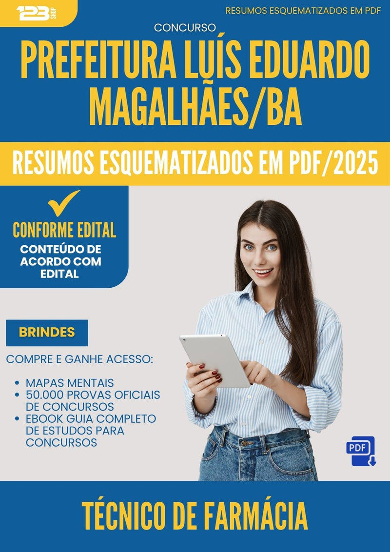 Resumos Esquematizados para Concurso Tecnico De Farmacia da Prefeitura Luis Eduardo Magalhaes Ba 2025 - Conteúdo de Acordo com Edital