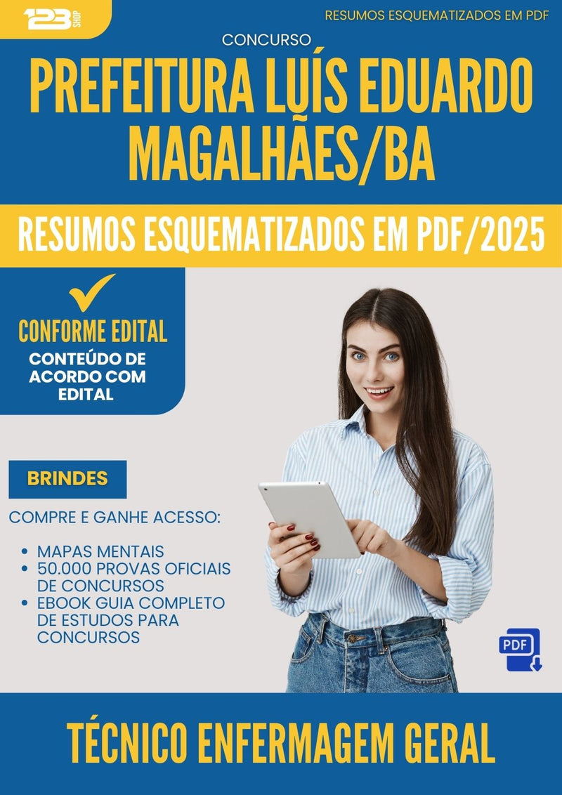 Resumos Esquematizados para Concurso Tecnico Enfermagem Geral da Prefeitura Luis Eduardo Magalhaes Ba 2025 - Conteúdo de Acordo com Edital