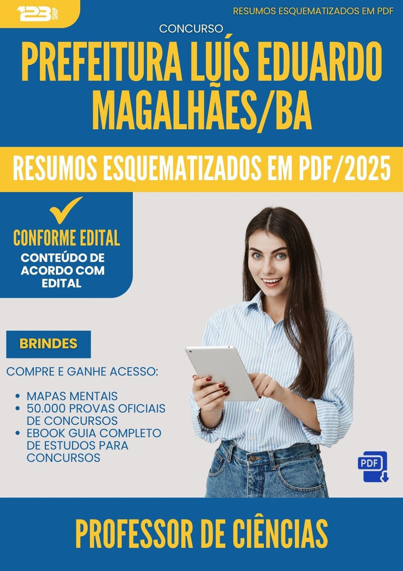 Resumos Esquematizados para Concurso Professor De Ciencias da Prefeitura Luis Eduardo Magalhaes Ba 2025 - Conteúdo de Acordo com Edital