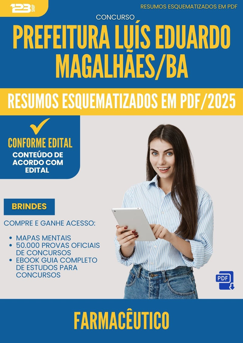 Resumos Esquematizados para Concurso Farmaceutico da Prefeitura Luis Eduardo Magalhaes Ba 2025 - Conteúdo de Acordo com Edital