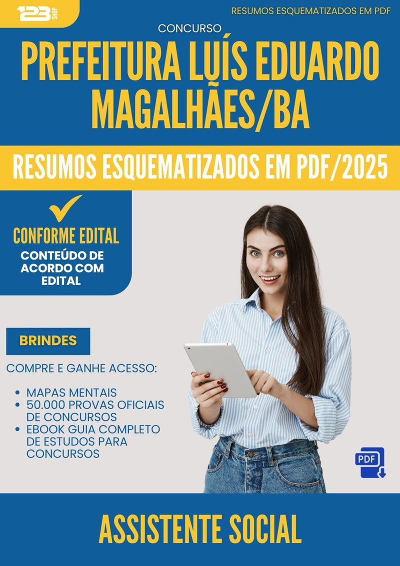 Resumos Esquematizados para Concurso Assistente Social da Prefeitura Luis Eduardo Magalhaes Ba 2025 - Conteúdo de Acordo com Edital