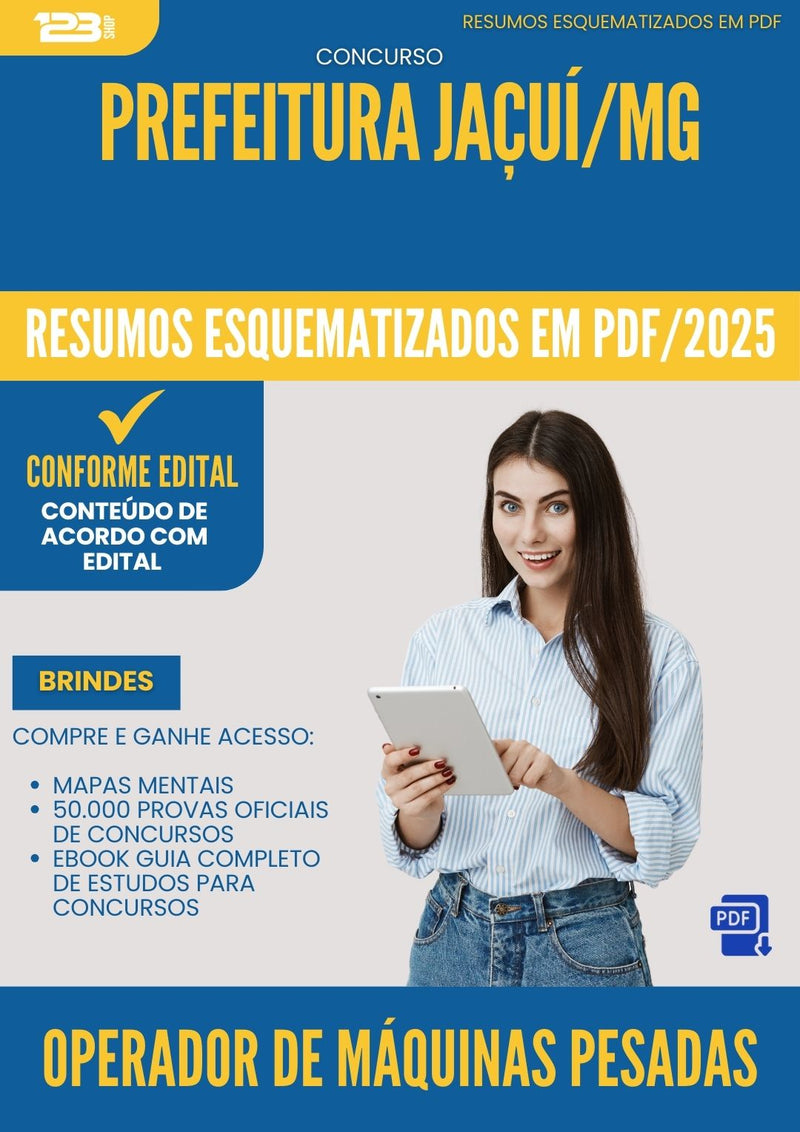 Resumos Esquematizados para Concurso Operador De Maquinas Pesadas da Prefeitura Jacui Mg 2025 - Conteúdo de Acordo com Edital