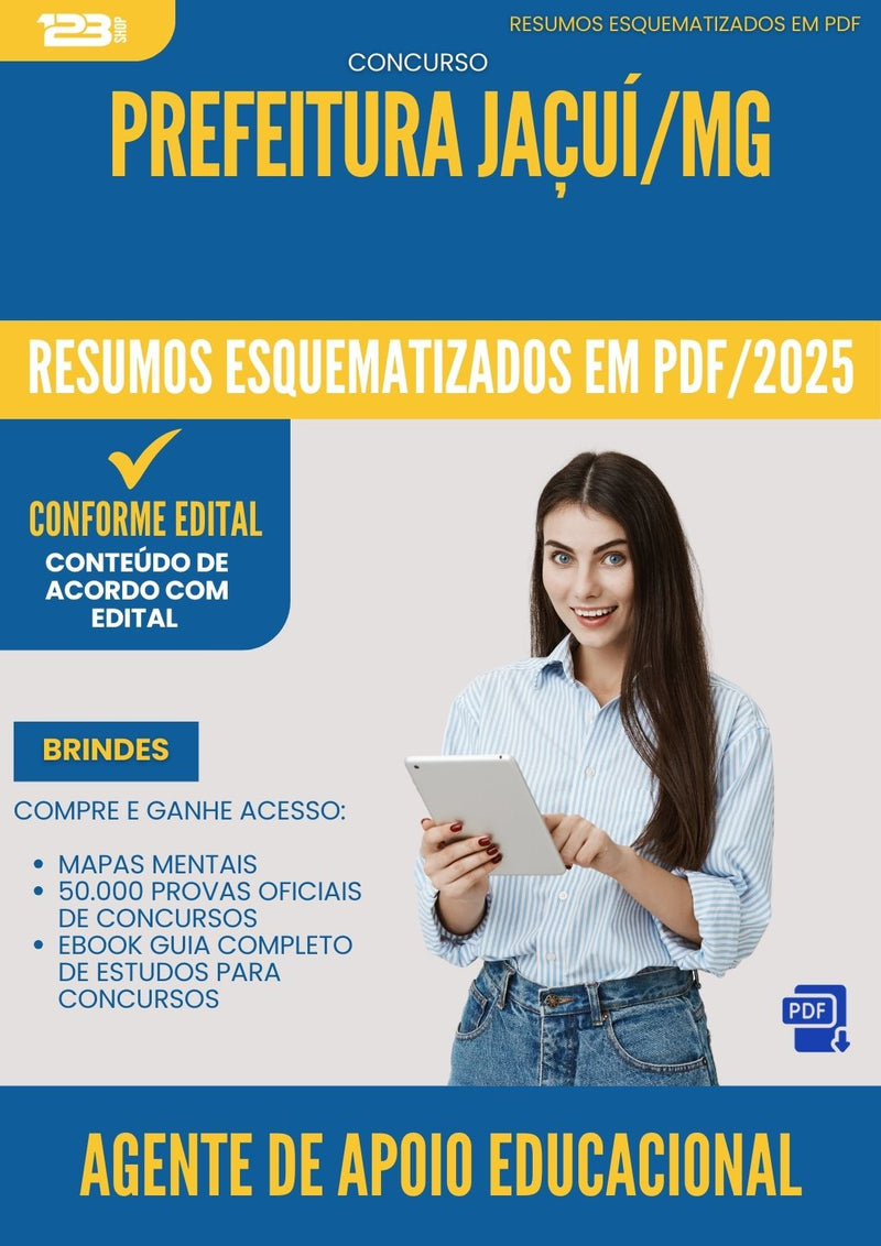 Resumos Esquematizados para Concurso Agente De Apoio Educacional da Prefeitura Jacui Mg 2025 - Conteúdo de Acordo com Edital