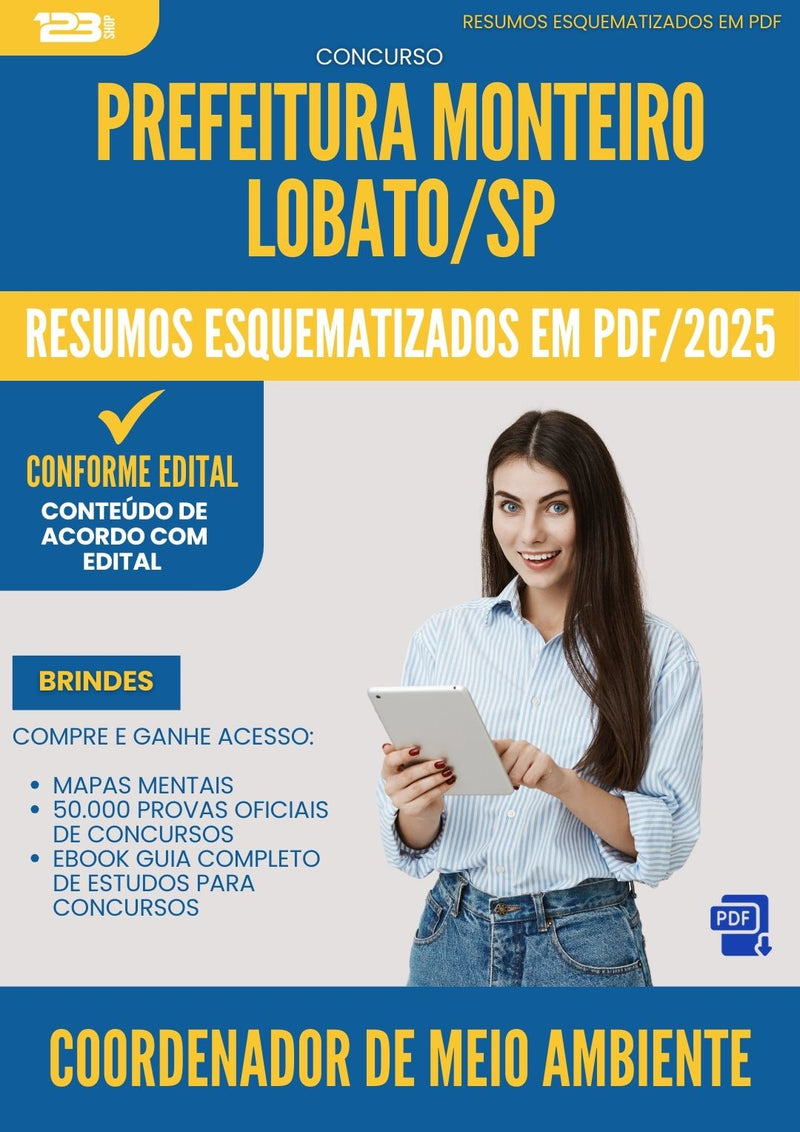 Resumos Esquematizados para Concurso Coordenador De Meio Ambiente Monteiro da Prefeitura Lobato Sp 2025 - Conteúdo de Acordo com Edital