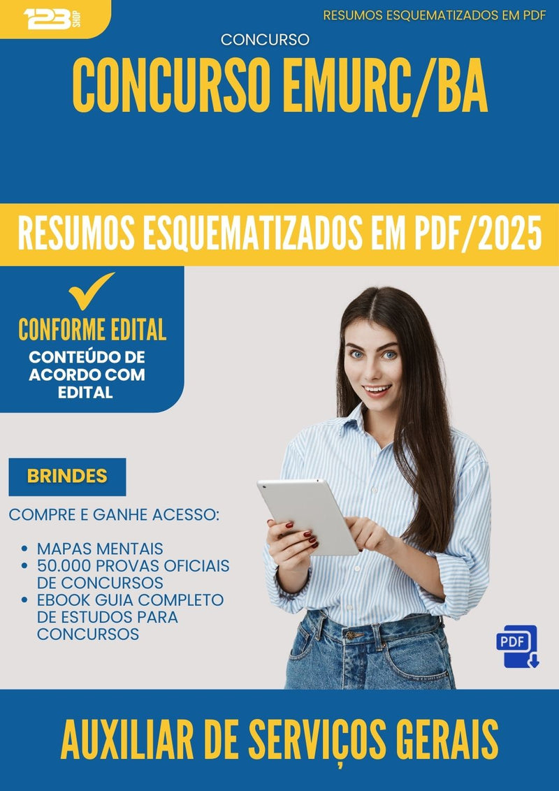 Resumos Esquematizados para Concurso Auxiliar De Servicos Gerais Emurc Ba 2025 - Conteúdo de Acordo com Edital