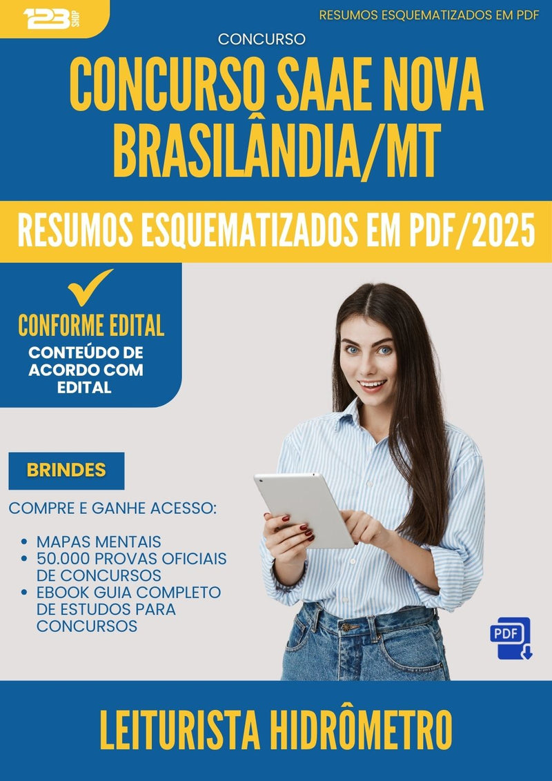 Resumos Esquematizados para Concurso Leiturista Hidrometro Saae Nova da Prefeitura Brasilandia Mt 2025 - Conteúdo de Acordo com Edital
