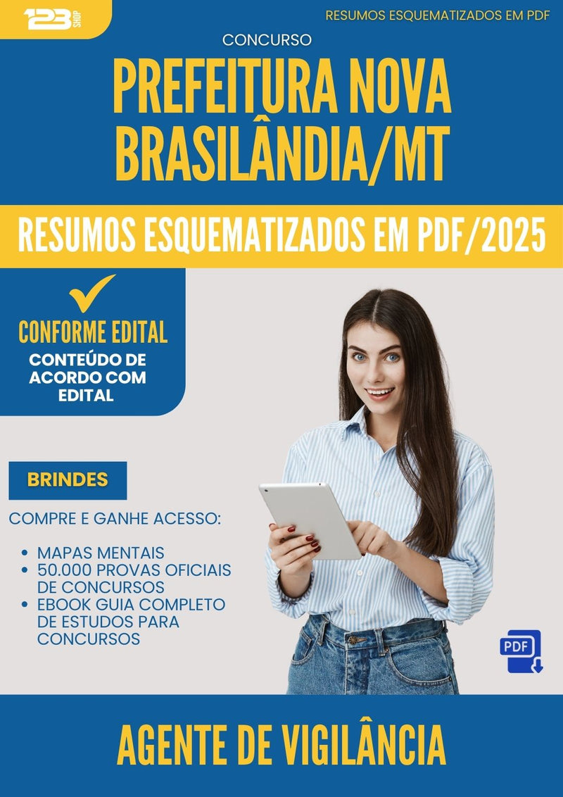 Resumos Esquematizados para Concurso Agente De Vigilancia Nova da Prefeitura Brasilandia Mt 2025 - Conteúdo de Acordo com Edital