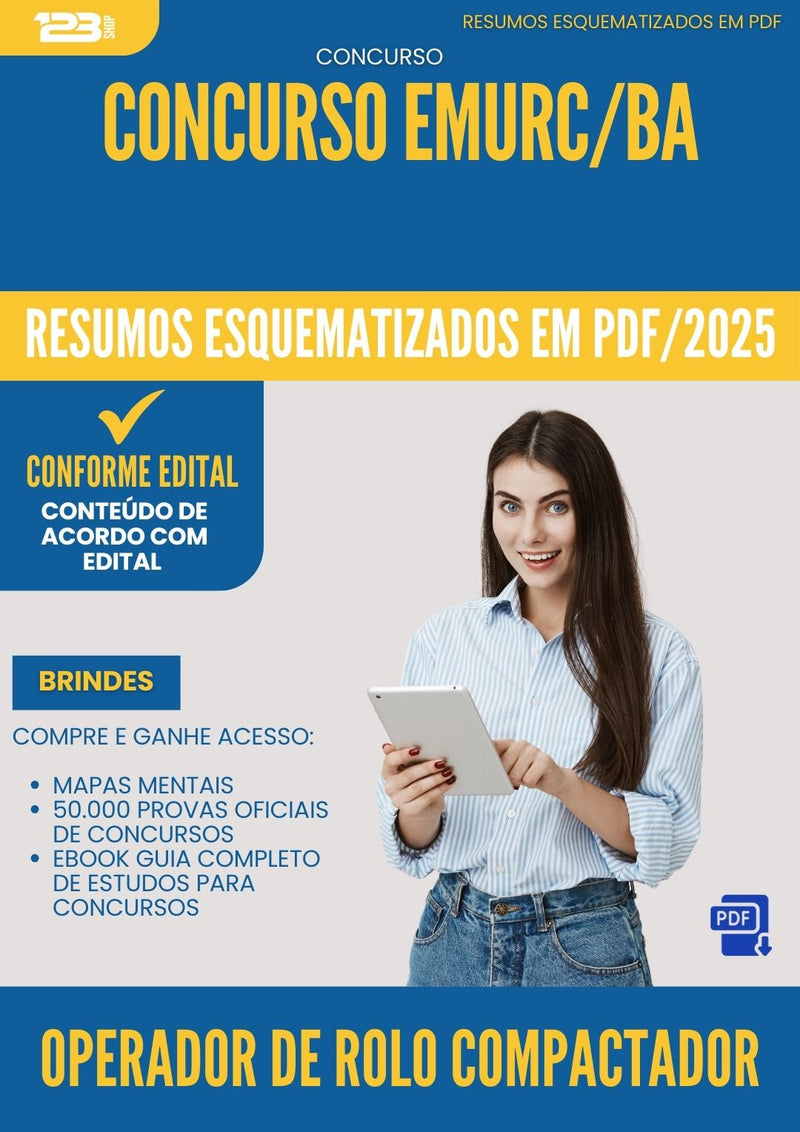 Resumos Esquematizados para Concurso Operador De Rolo Compactador Emurc Ba 2025 - Conteúdo de Acordo com Edital