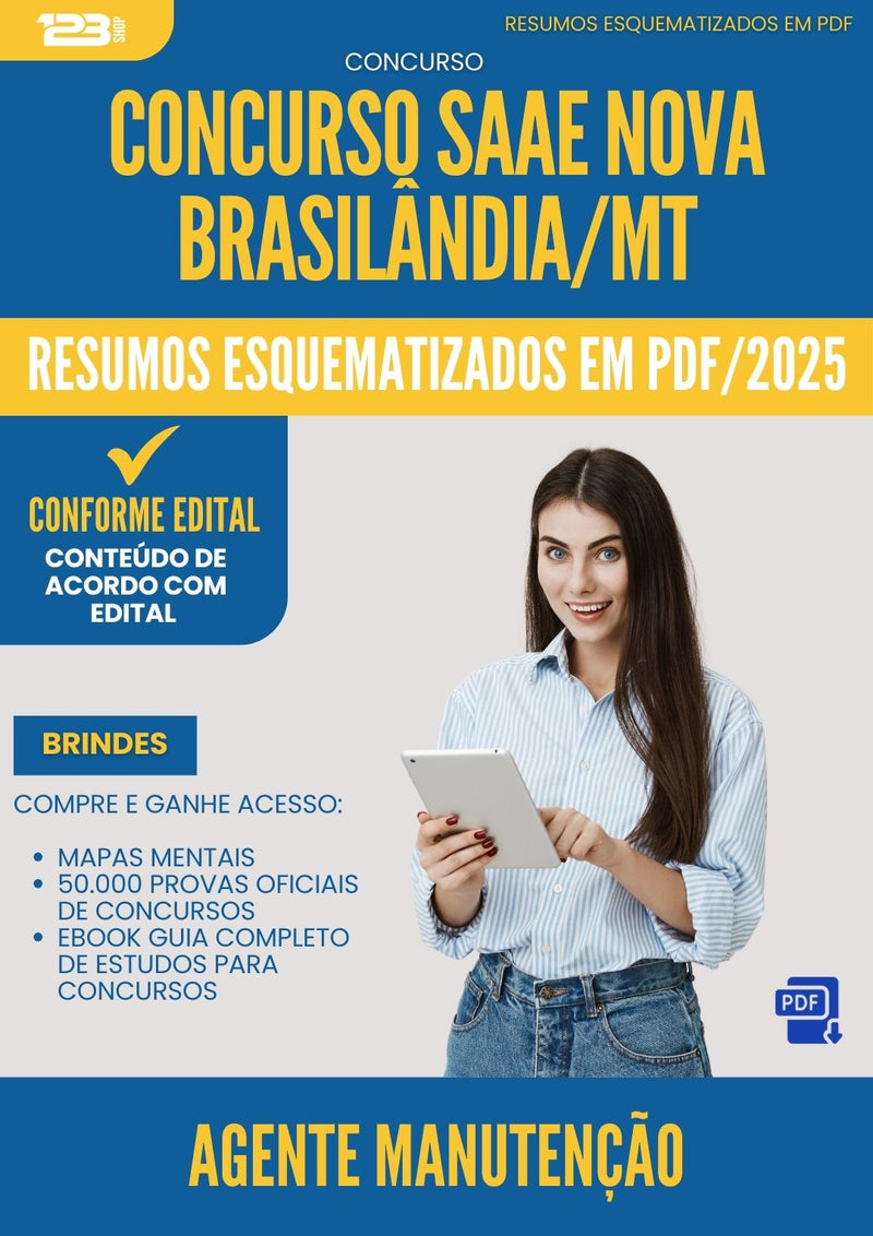 Resumos Esquematizados para Concurso Agente Manutencao Saae Nova da Prefeitura Brasilandia Mt 2025 - Conteúdo de Acordo com Edital