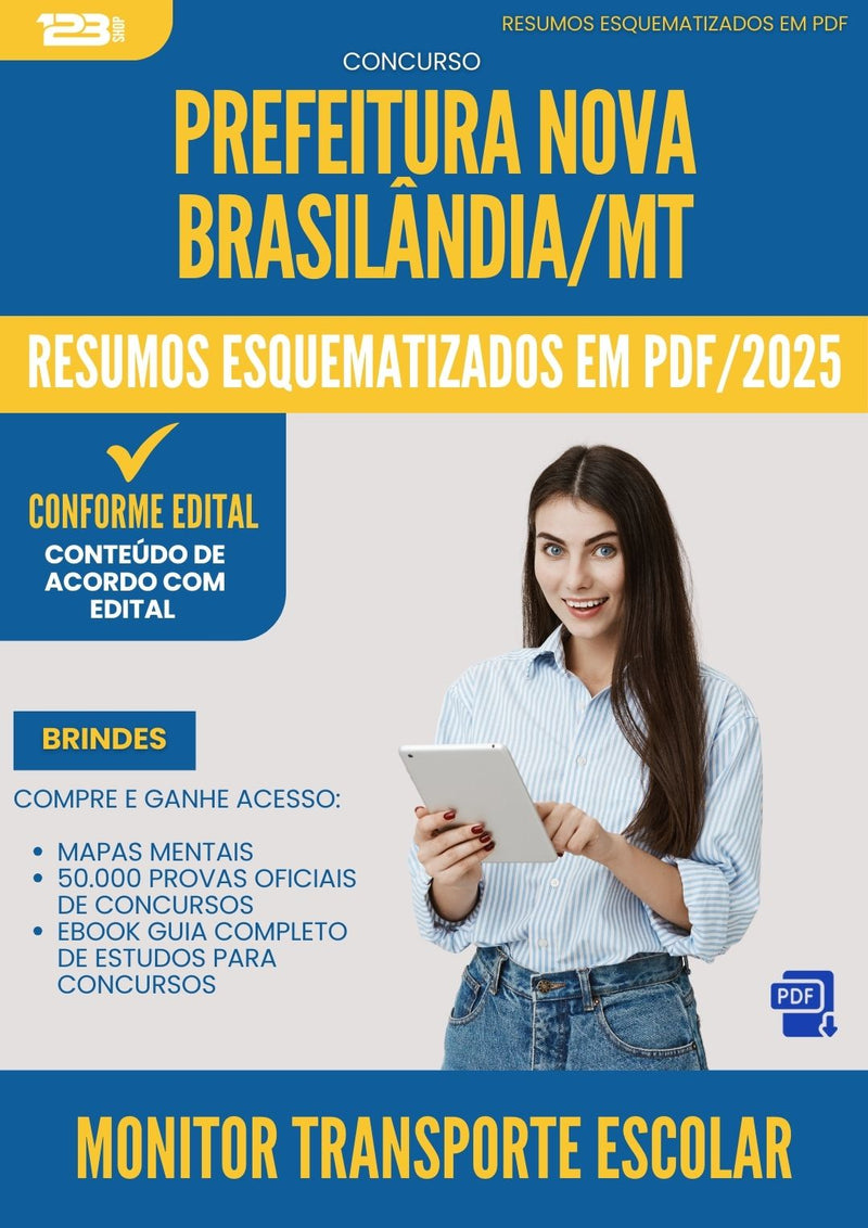 Resumos Esquematizados para Concurso Monitor Transporte Escolar Nova da Prefeitura Brasilandia Mt 2025 - Conteúdo de Acordo com Edital