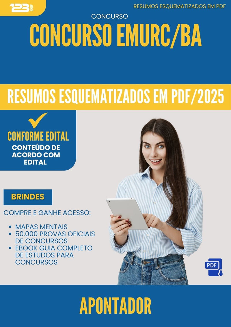Resumos Esquematizados para Concurso Apontador Emurc Ba 2025 - Conteúdo de Acordo com Edital