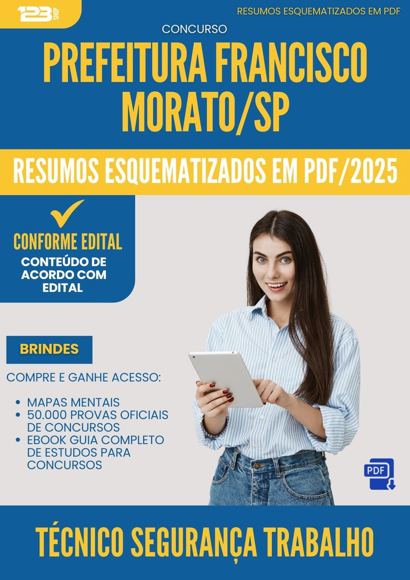 Resumos Esquematizados para Concurso Tecnico Seguranca Trabalho da Prefeitura Francisco Morato Sp 2025 - Conteúdo de Acordo com Edital