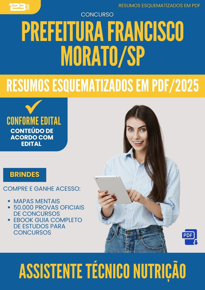 Resumos Esquematizados para Concurso Assistente Tecnico Nutricao da Prefeitura Francisco Morato Sp 2025 - Conteúdo de Acordo com Edital