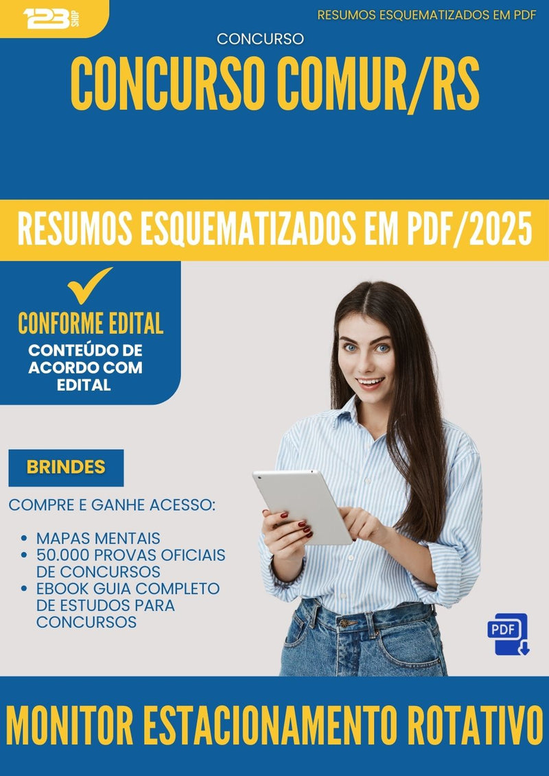 Resumos Esquematizados para Concurso Monitor Estacionamento Rotativo Comur Rs 2025 - Conteúdo de Acordo com Edital