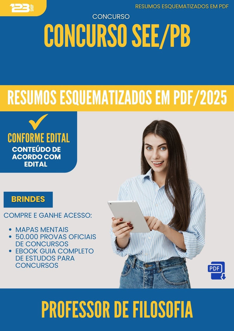 Resumos Esquematizados para Concurso Professor De Filosofia See Pb 2025 - Conteúdo de Acordo com Edital