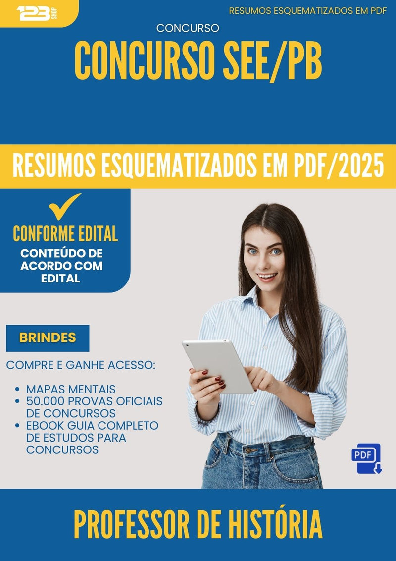 Resumos Esquematizados para Concurso Professor De Historia See Pb 2025 - Conteúdo de Acordo com Edital