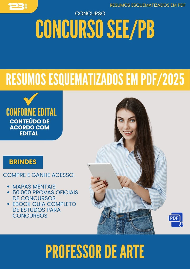 Resumos Esquematizados para Concurso Professor De Arte See Pb 2025 - Conteúdo de Acordo com Edital