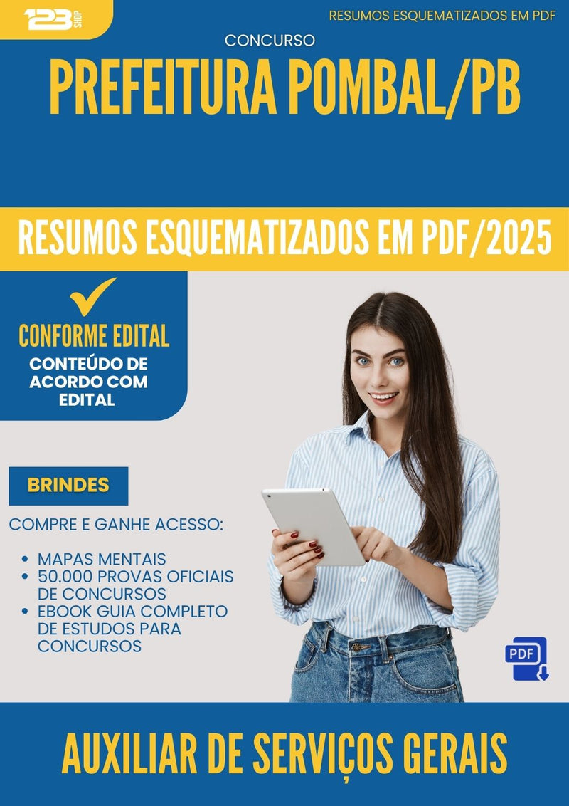 Resumos Esquematizados para Concurso Auxiliar De Servicos Gerais da Prefeitura Pombal Pb 2025 - Conteúdo de Acordo com Edital