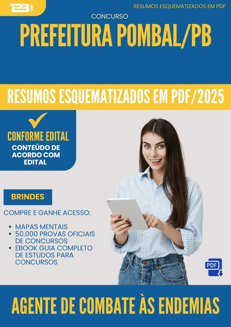 Resumos Esquematizados para Concurso Agente De Combate As Endemias da Prefeitura Pombal Pb 2025 - Conteúdo de Acordo com Edital